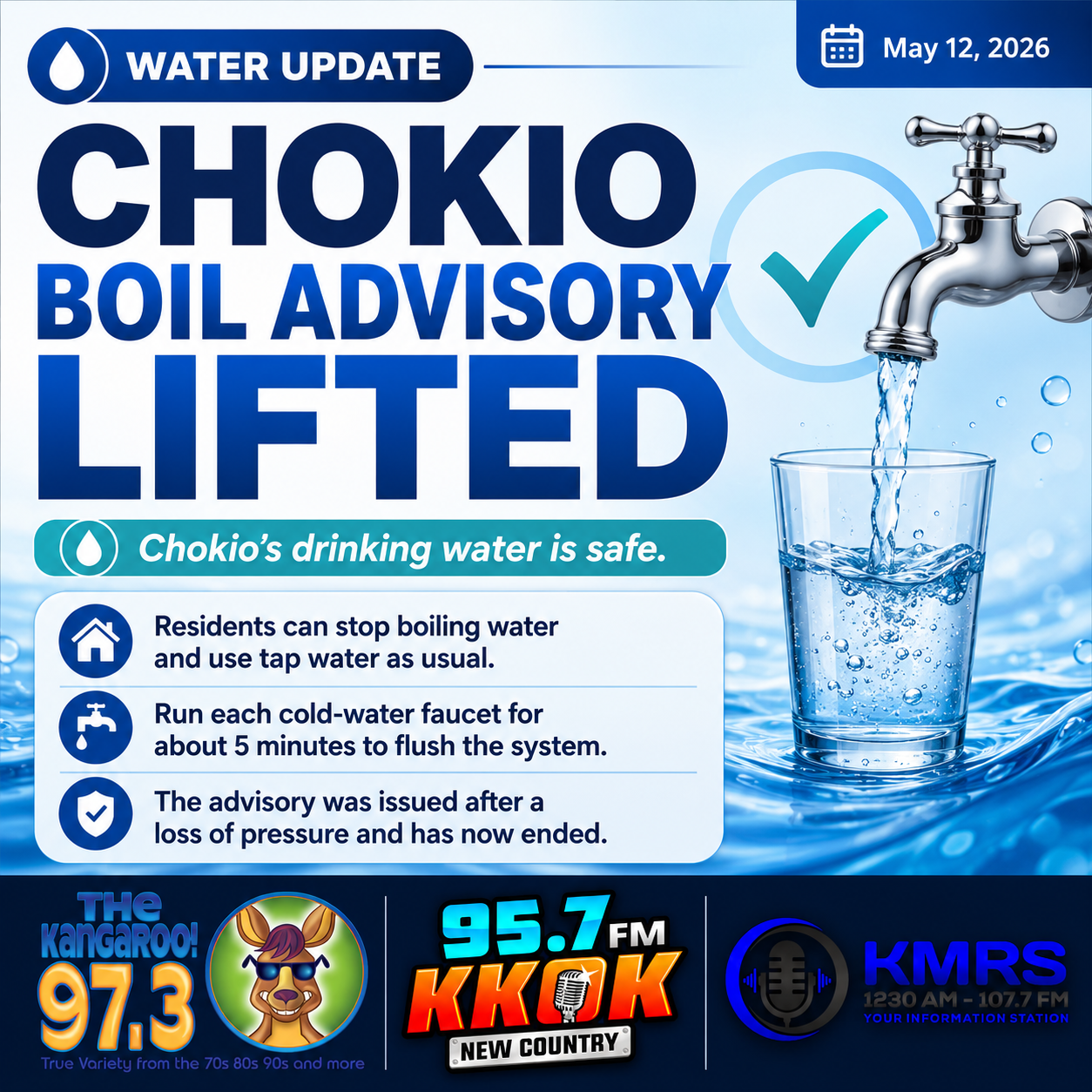 Chokio Water Advisory Lifted