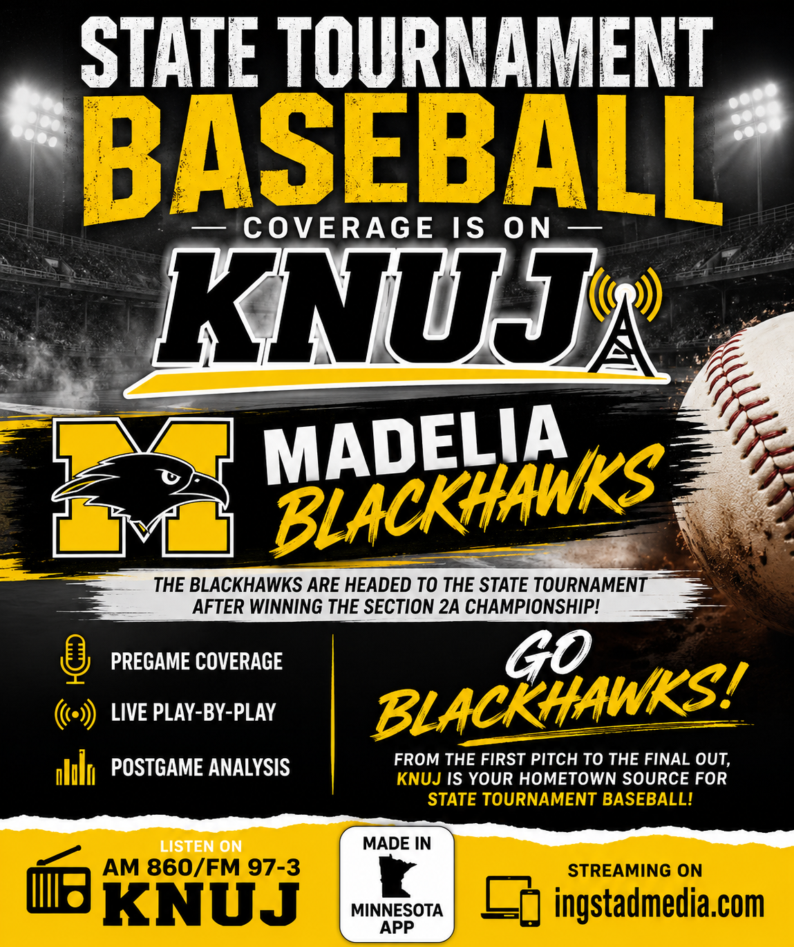 Madelia Blackhawks vs New York Mills, Thursday at 4:00pm