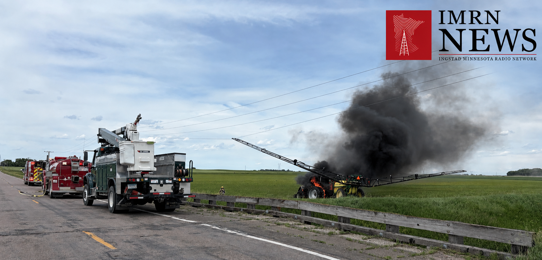 AG SPRAYER TOUCHES POWER LINE IN RENVILLE COUNTY RESULTING IN TRACTOR FIRE
